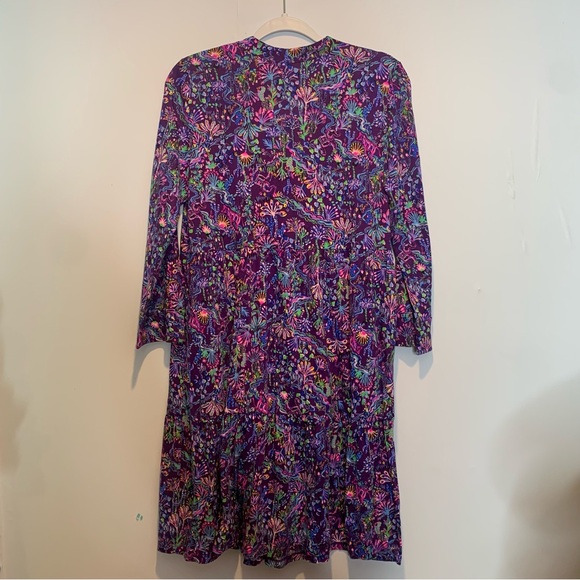 Lilly Pulitzer Alaina Dress Purple Berry Colony Conga Cotton Swing Dress Notched - Picture 5 of 5